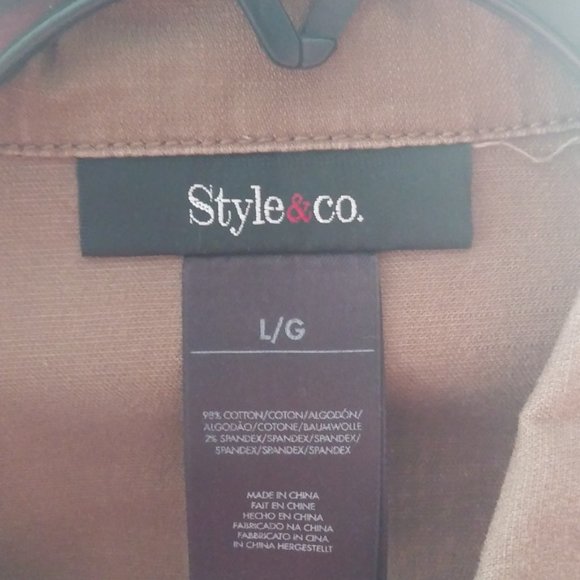 Style & Co Brown Cotton Jacket - Size Large - Picture 2 of 5